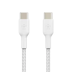 Power Cables<Belkin BOOST CHARGE 3.3 ft. Braided USB-C to USB-C Cable, White (CAB004BT1MWH)