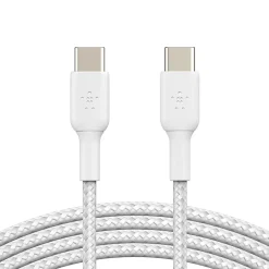 Power Cables<Belkin BOOST CHARGE 3.3 ft. Braided USB-C to USB-C Cable, White (CAB004BT1MWH)