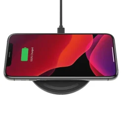 Lightning Cables<Belkin BOOST CHARGE 10 W Wireless Charging Pad + QC 3.0 Wall Charger + Cable, Black