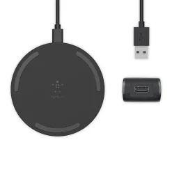 Lightning Cables<Belkin BOOST CHARGE 10 W Wireless Charging Pad + QC 3.0 Wall Charger + Cable, Black