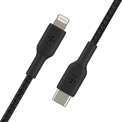 Power Cables<Belkin BOOST CHARGE Braided USB-C to Lightning Cable, 6.6 ft., Black