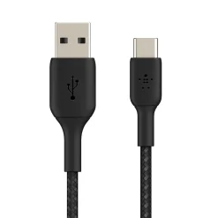 Power Cables<Belkin BOOST CHARGE Braided USB-C to USB-A Cable, 15 cm / 6", Black