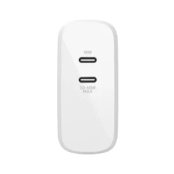 Belkin BOOST CHARGE Dual USB-C PD GaN Wall Charger, 68 W, White