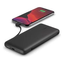 Belkin BOOST CHARGE Plus Lightning/USB Type-C Power Bank for Most Smartphones, 10000mAh, Black (BPB006BTBLK)