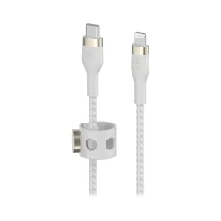 Power Cables<Belkin BOOST CHARGE PRO Flex 6.6' USB Type-C to Lightning Power Cable, Male to Male, White (CAA011BT2MWH)