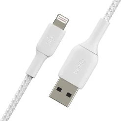 Ethernet Cables<Belkin BOOSTCHARGE 6.6' USB A to Lightning Power Cable, Male to Male, White (CAA002BT2MWH)