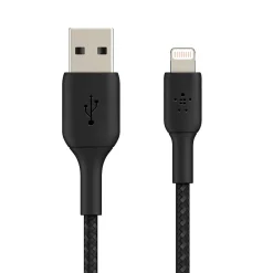 Power Cables<Belkin Lightning to USB-A Boost Charge Braided Cable, 6.6', MFi-Certified, Black