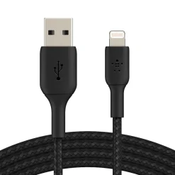 Power Cables<Belkin Lightning to USB-A Boost Charge Braided Cable, 6.6', MFi-Certified, Black