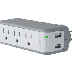 Surge Protectors & Power Strips<Belkin 3-Outlet Mini Travel Surge Protector, 918 Joules (BST300BG)