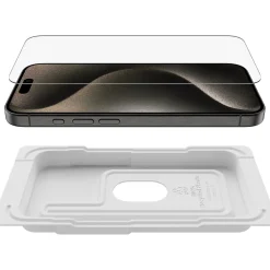 Cell Phone Screen Protectors<Belkin ScreenForce TemperedGlass Screen Protector for iPhone 15 Pro (OVA137zz)