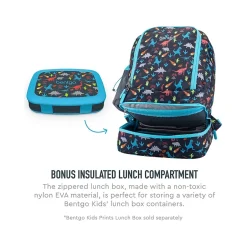 bentgo Kids Prints Dinosaur Backpack with Lunch Box, Multicolor (BGBKPAK-DNO)