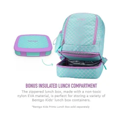 bentgo Kids Prints Mermaid Scales Backpack with Lunch Box, Teal/Purple (BGBKPAK-MMD)