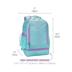 bentgo Kids Prints Mermaid Scales Backpack with Lunch Box, Teal/Purple (BGBKPAK-MMD)