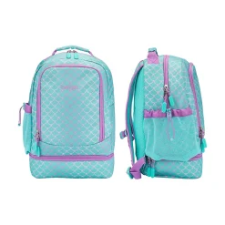 bentgo Kids Prints Mermaid Scales Backpack with Lunch Box, Teal/Purple (BGBKPAK-MMD)