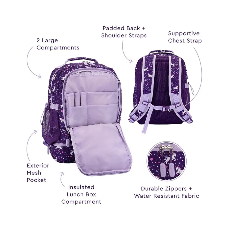 bentgo Kids Prints Unicorn Backpack with Lunch Box, Multicolor (BGBKPAK-UNI)