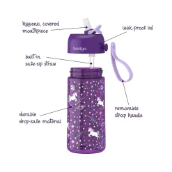 Water Bottles<bentgo Kids Unicorn Plastic Water Bottle, 15 oz. (BGKDCP1-UNI)