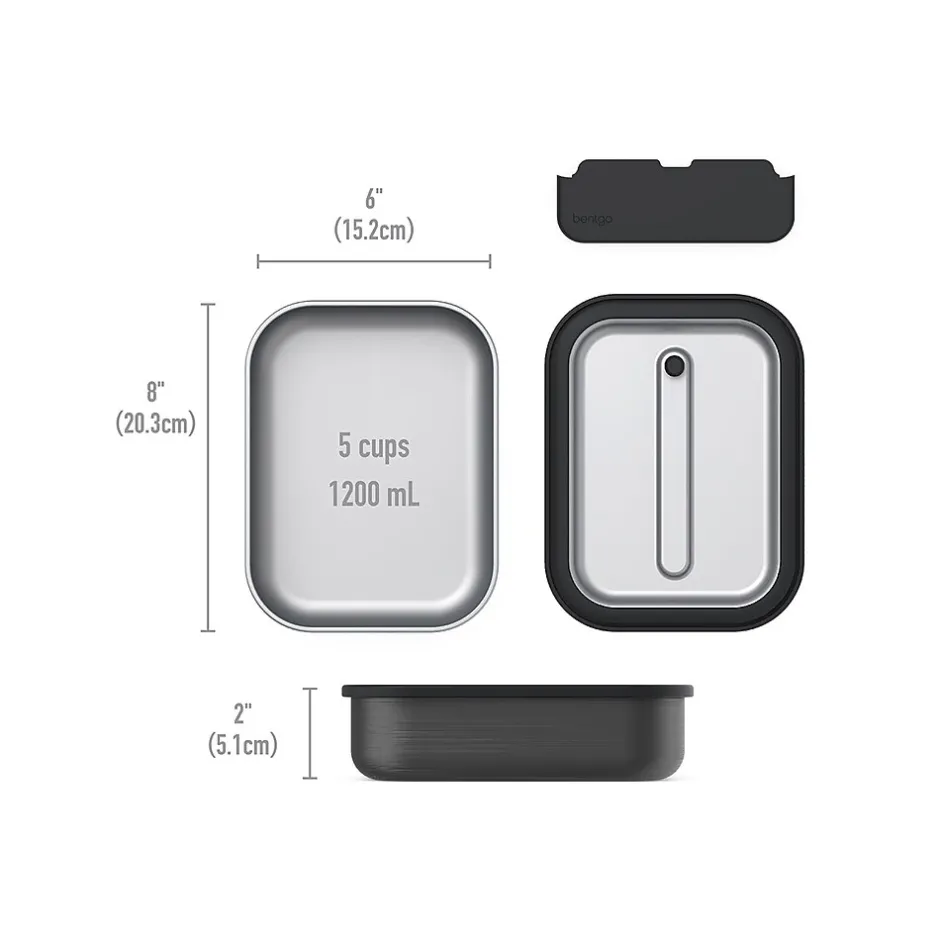 Lunch Boxes & Bags<bentgo MicroSteel Lunch Box, Carbon Black, 41 oz. (BGSTLCH-CB)