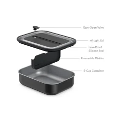 Lunch Boxes & Bags<bentgo MicroSteel Lunch Box, Carbon Black, 41 oz. (BGSTLCH-CB)