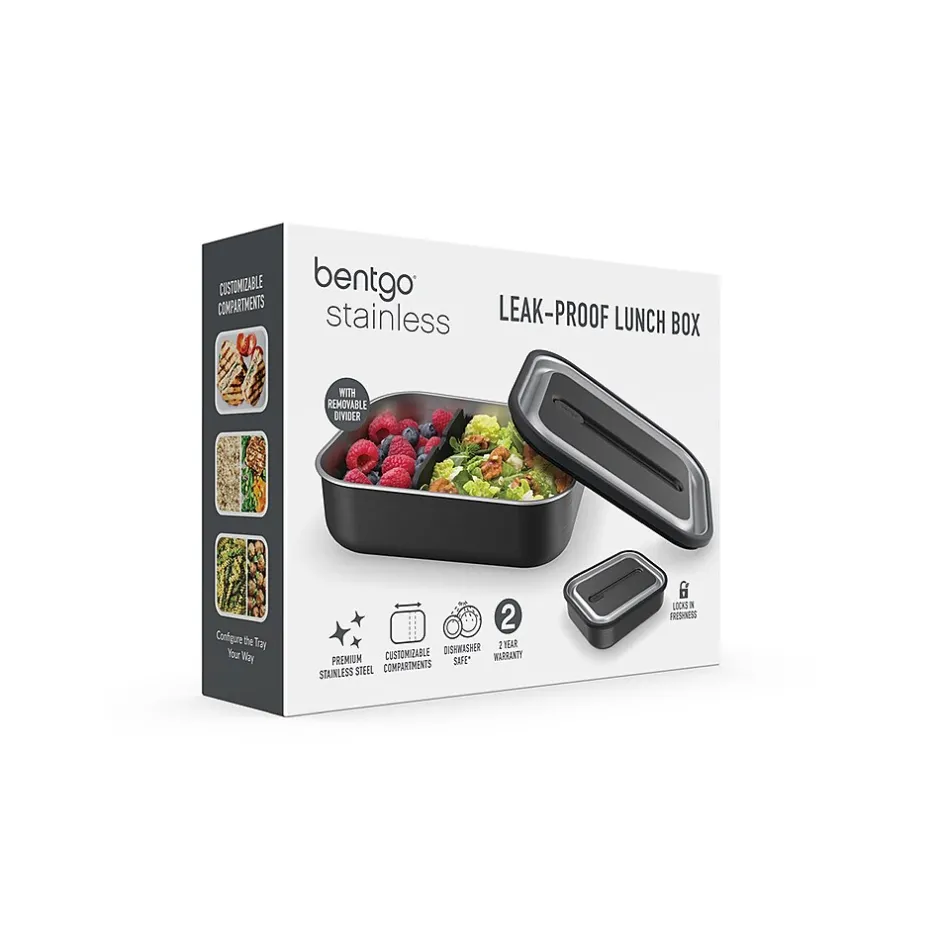 Lunch Boxes & Bags<bentgo MicroSteel Lunch Box, Carbon Black, 41 oz. (BGSTLCH-CB)