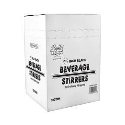 Filters, Stirrers & Straws<BERK Individually Wrapped Black Plastic Stirrer, 500/Box (1241213)