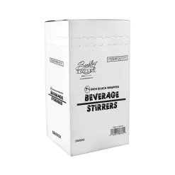 Filters, Stirrers & Straws<BERK Individually Wrapped Black Plastic Stirrer, 500/Box (1241217)