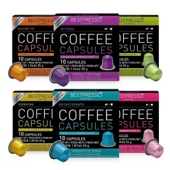 Keurig K-Cups<Bestpresso Intense Variety Assortment Coffee Nespresso Original Pods, 120/Carton (BST06106)