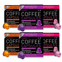 Keurig K-Cups<Bestpresso Intense Variety Assortment Coffee Nespresso Original Pods, 120/Carton (BST06106)