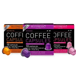 Keurig K-Cups<Bestpresso Intense Variety Assortment Coffee Nespresso Original Pods, 120/Carton (BST06106)