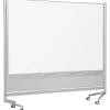 Discount D.O.C. Porcelain Mobile Dry-Erase Whiteboard, Anodized Aluminum Frame, 6' x 6' (661AG-DD) Dry Erase