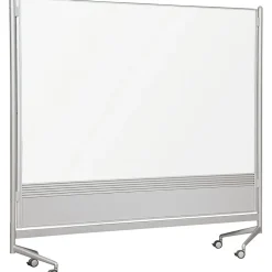 Discount D.O.C. Porcelain Mobile Dry-Erase Whiteboard, Anodized Aluminum Frame, 6' x 6' (661AG-DD) Dry Erase