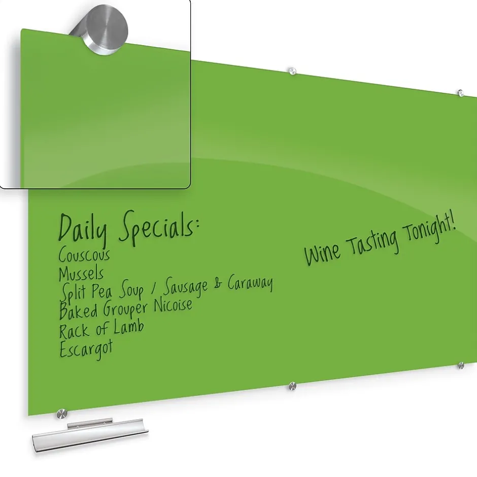 Visionary Colors Magnetic Glass Dry Erase Whiteboard 47.24" x 94.49" Green (83846-Green) Dry Erase
