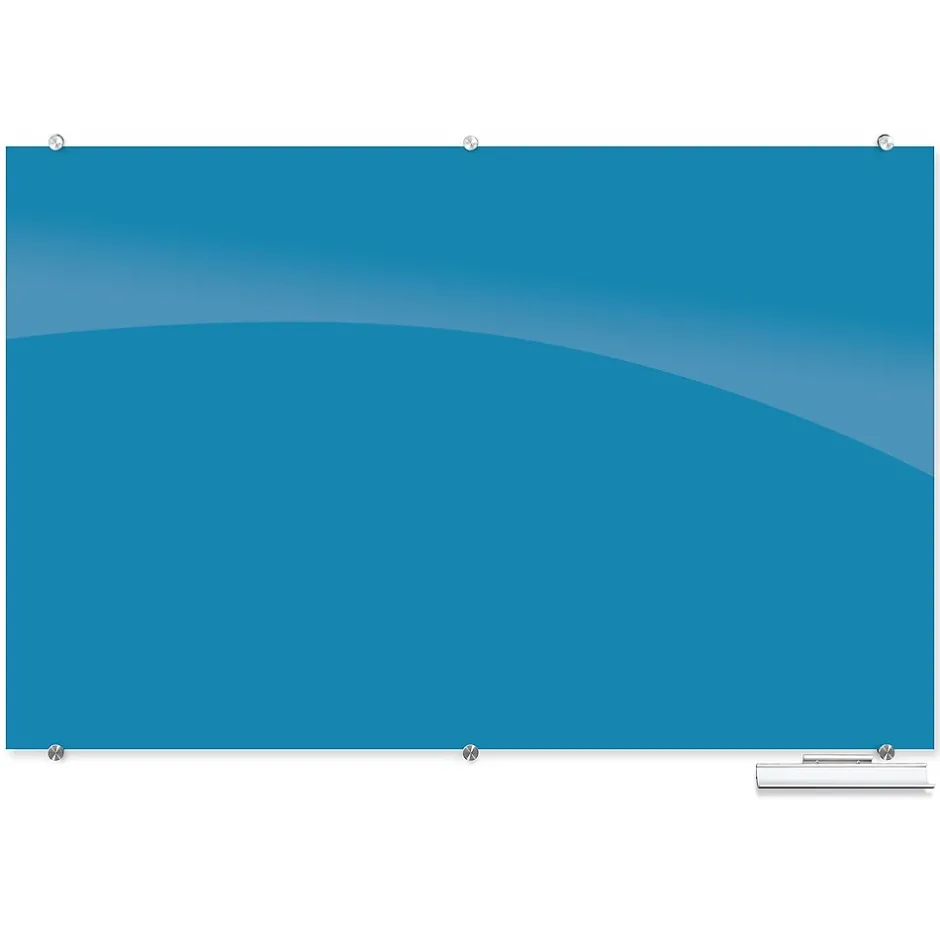 Online Visionary Colors Magnetic Glass Dry Erase Whiteboard 47.24" x 70.87" Blue (83845-Blue) Dry Erase