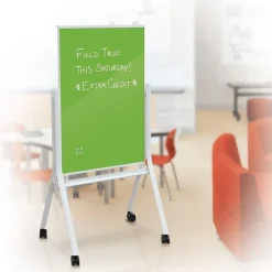 Clearance Visionary Curve Colored Glass Whiteboard Easel White Frame Green Glass 47.24