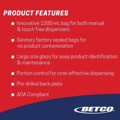 Betco Clario Universal 91819-00 Wall Mounted Hand Soap/Hand Sanitizer Dispenser, White (9181900)