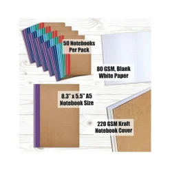 Better Office Composition Notebooks, 5.5" x 8.3", 30 Sheets, Assorted Colors, 50/Pack (25032-50PK) New