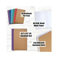 Better Office Customizable Notebook, 5.5" x 8.3", 30 Sheets, Kraft, 10/Pack (25030-10PK) Outlet