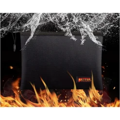 Better Office Fabric Fireproof Document Bag, Black, 10