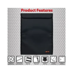 Better Office Fabric Fireproof Document Bag with Protective Flap, Black, 15" (24511)