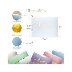 Better Office Gold Foil Positive Thoughts Heavyweight File Folders, 1/3-Cut Tab, Letter Size, Assorted Colors, 12/Pack New