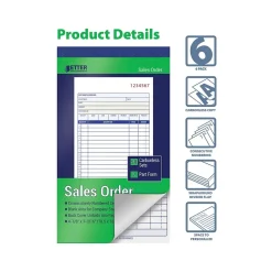 Hot 2-Part Carbonless Sales Order Book, 4.13" x 7.19", 50 Sets/Book, 6 Books/Pack (66006-6PK) Business Forms