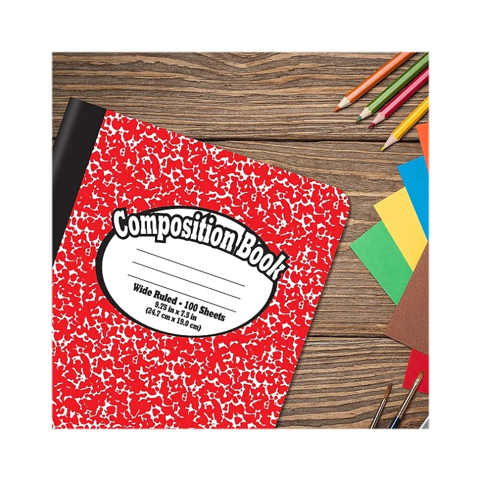 Better Office 1-Subject Composition Notebooks, 7.5" x 9.75", Wide Ruled, 100 Sheets, Assorted Colors, 12/Pack (25212-12PK) Online