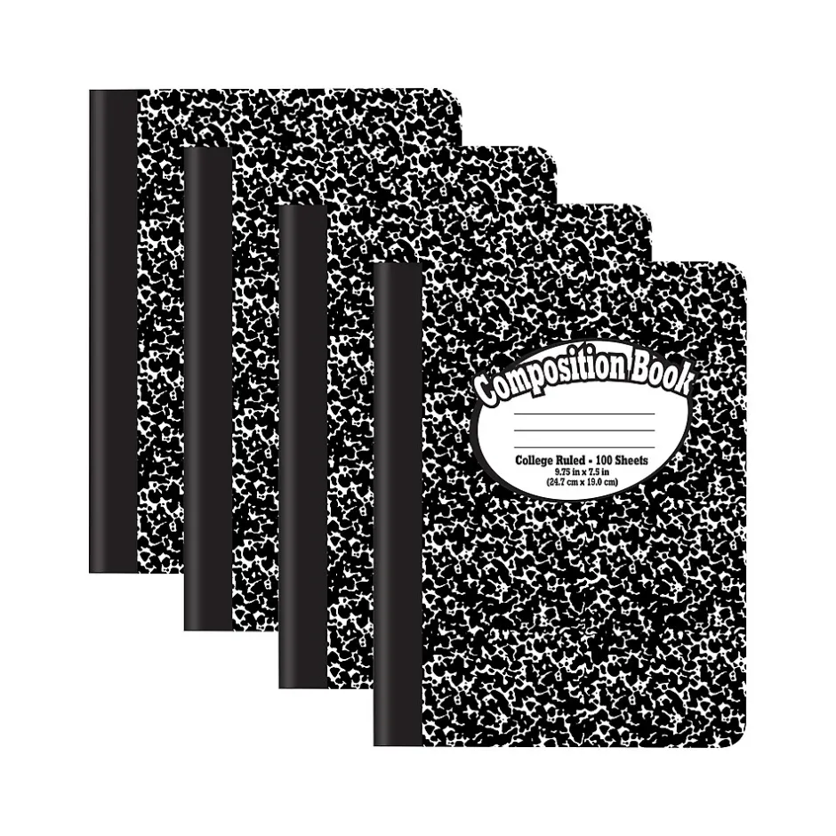 Better Office 1-Subject Composition Notebooks, 7.5" x 9.75", College Ruled, 100 Sheets, Black, 12/Pack (25312-12PK) Discount