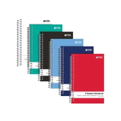 Better Office 3-Subject Notebooks, 5.5" x 9.5", College Ruled, 150 Sheets, 6/Pack (25746-6PK) Sale