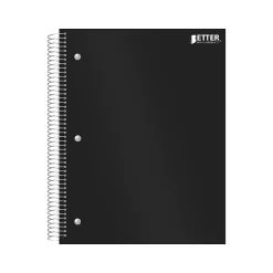 Better Office 5-Subject Subject Notebooks, 8.5" x 11", College Ruled, 200 Sheets, Black (25781) Hot