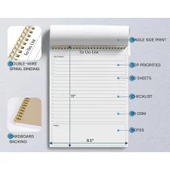 Better Office To-Do List Notepad, 8.5" x 11", Project-Ruled, White/Black, 50 Sheets/Pad (25822) Best
