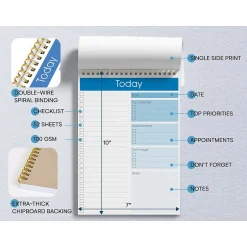 Better Office To-Do List Notepad, 7" x 10", Project-Ruled, White/Blue, 52 Sheets/Pad (25820) New