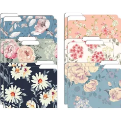 Better Office Traditional Floral Heavyweight File Folders, 1/3-Cut Tab, Letter Size, Assorted Colors, 12/Pack (80010-12PK) Outlet