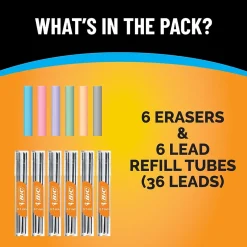 BIC Break Resistant Mechanical Pencil Lead and Eraser Refills, 12/Pack (LMV7PR42-AST) Online