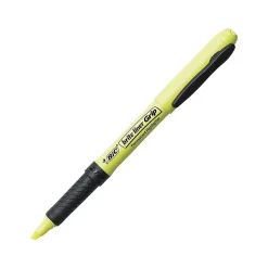 BIC Brite Liner Grip Stick Highlighters, Chisel, Yellow, Dozen (31255) New