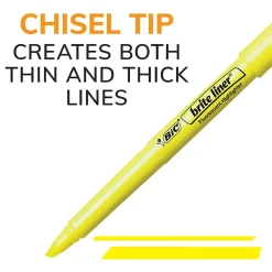 BIC Brite Liner Stick Highlighter, Chisel Tip, Yellow, Dozen (65550) Hot